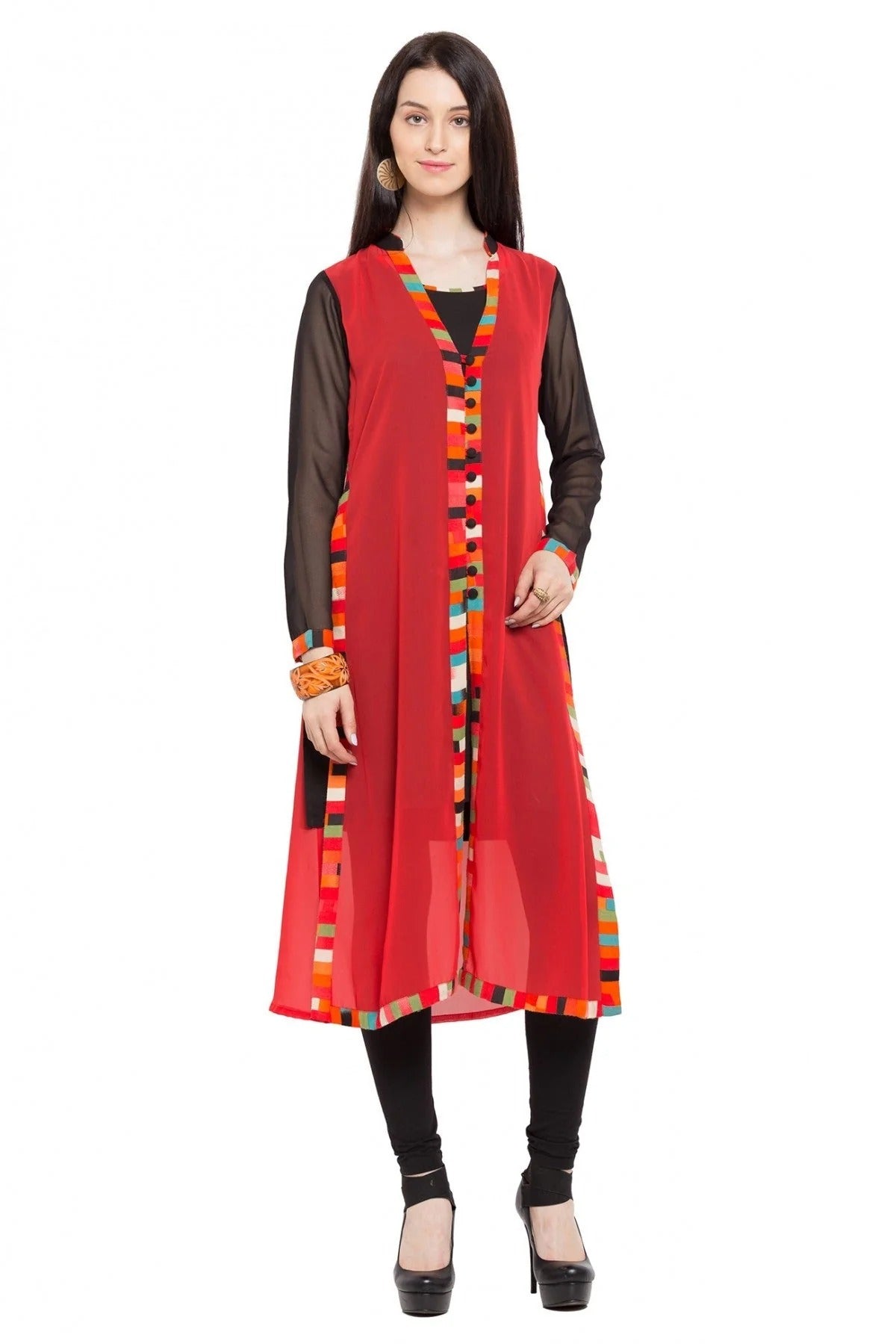 Red Colour Plus Size Faux Georgette Kurti KR1070410