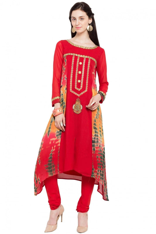 Red Colour Plus Size Faux Georgette Kurti KR1070419