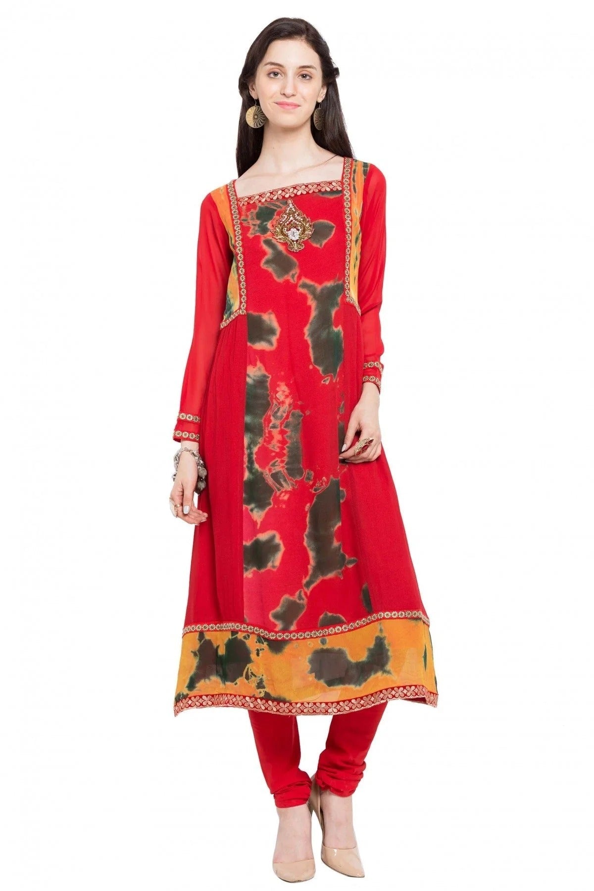 Red Colour Plus Size Faux Georgette Kurti KR1070421