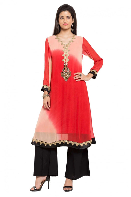 Red Colour Plus Size Faux Georgette Kurti KR1070431