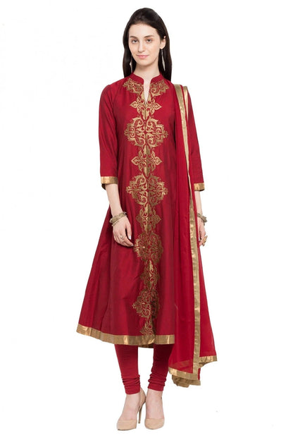 Red Colour Plus Size Stitched Cotton Silk Anarkali Suit BW1070170