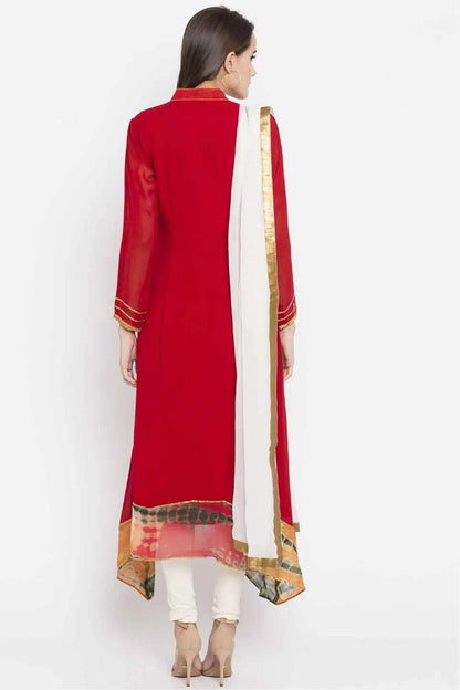 Red Colour Plus Size Stitched Faux Georgette Embroidery Churidar Suit BW1070178 A
