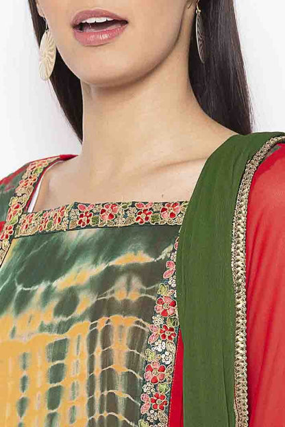 Red Colour Plus Size Stitched Georgette Embroidery Palazzo Pant Suit BW1070273 B