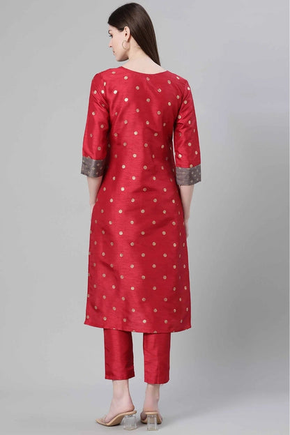 Red Colour Poly Silk Foil Print Kurti KR1060257 B