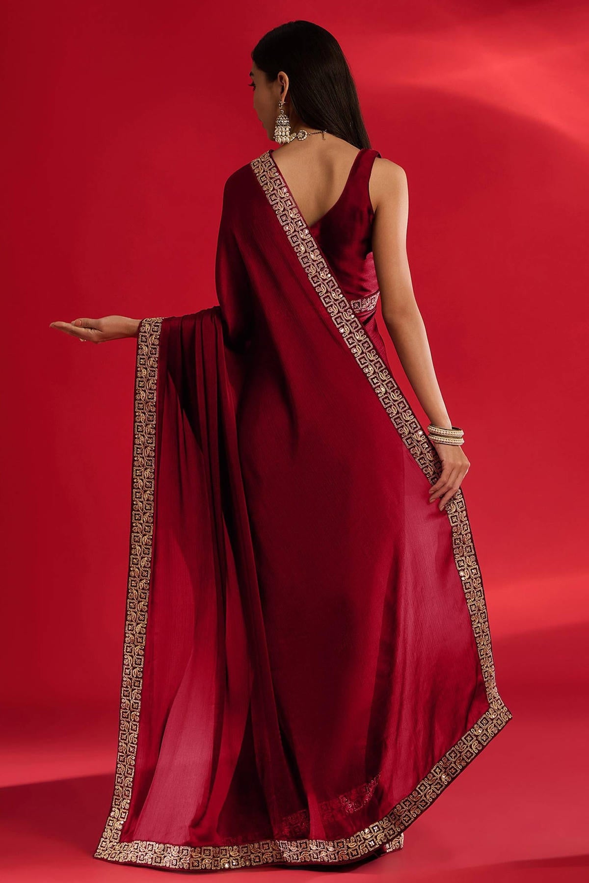 Red Colour Rangoli Silk Printed Saree