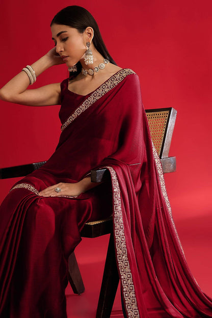 Red Colour Rangoli Silk Printed Saree