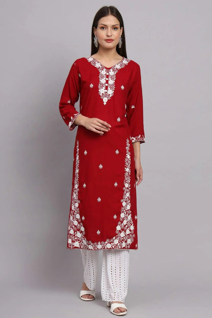 Red Colour Rayon Kurti KR1111082