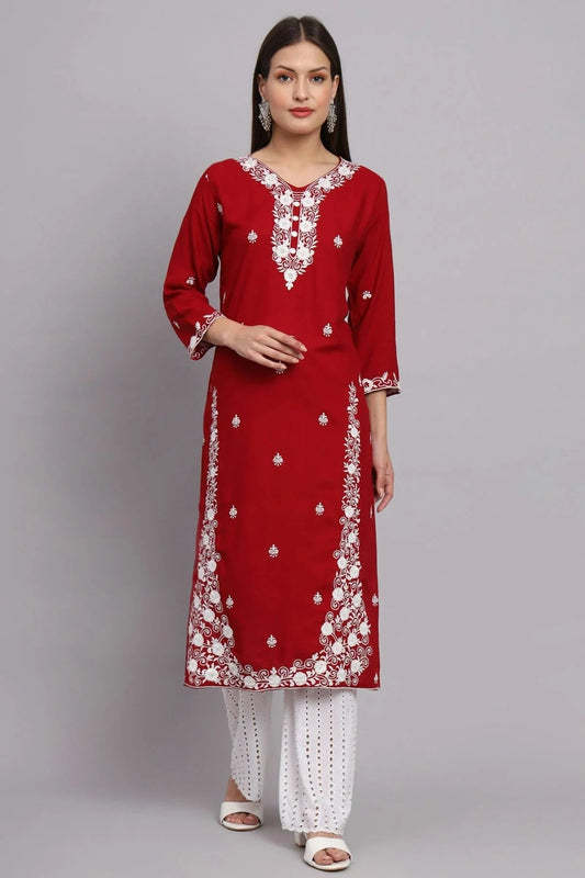 Red Colour Rayon Kurti KR1111082