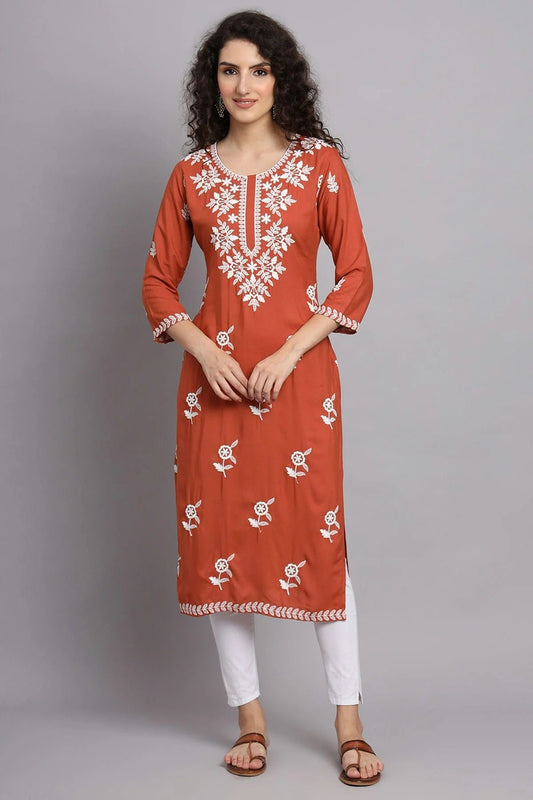 Red Colour Rayon Kurti KR1111087