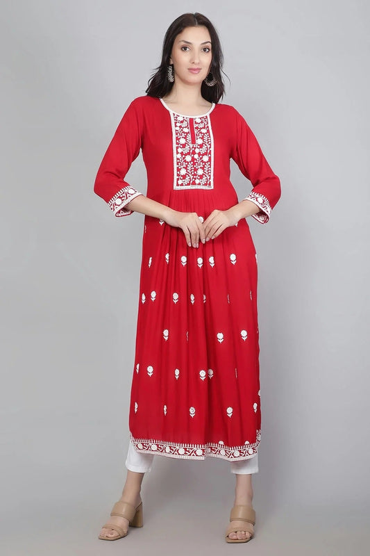 Red Colour Rayon Kurti KR1111136