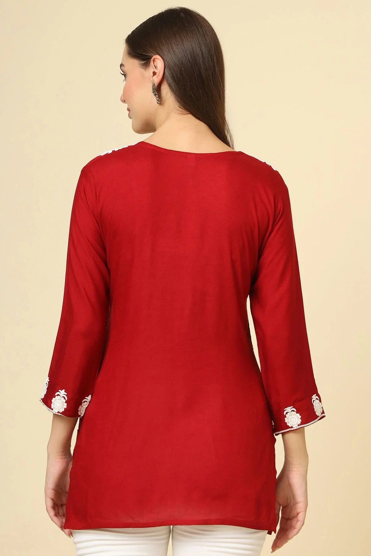 Red Colour Rayon Readymade Top TP1110854 A