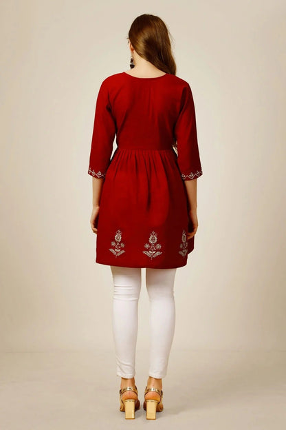 Red Colour Rayon Thread Work