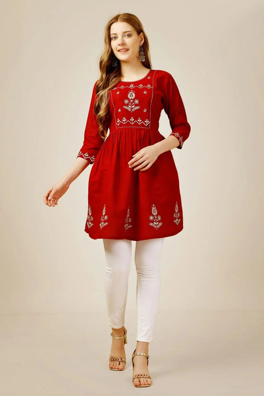 Red Colour Rayon Thread Work