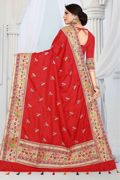 Red Colour Sana Silk Woven Saree SD1120432 A