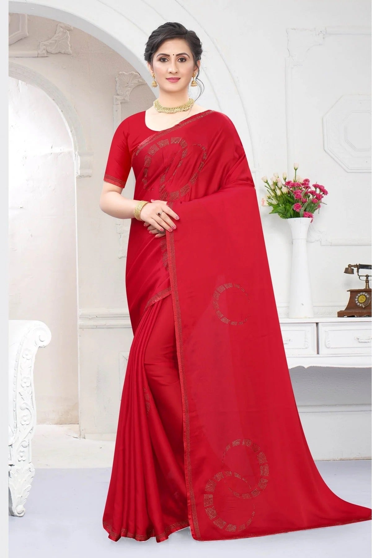 Red Colour Satin Designer Saree SD1120665