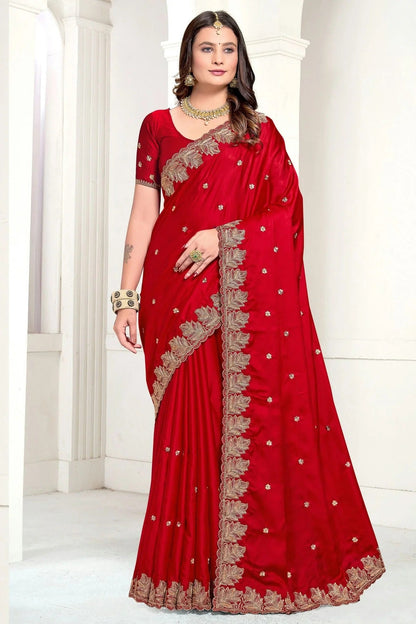 Red Colour Satin Designer Saree SD1121888