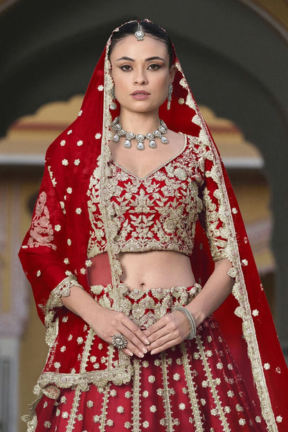 Red Colour Semi Stitched Butterfly Net Lehenga Choli LC1112511 B