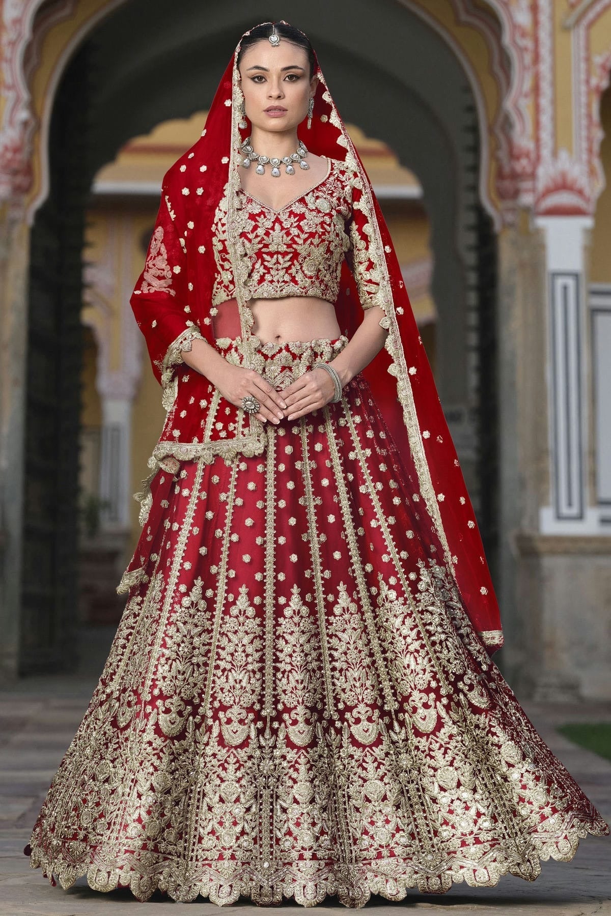 Red Colour Semi Stitched Butterfly Net Lehenga Choli LC1112511