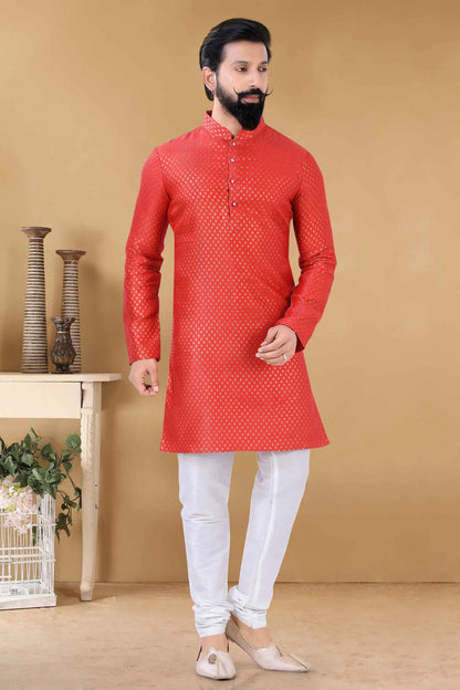 Red Colour Silk Kurta Pajama KP1130112