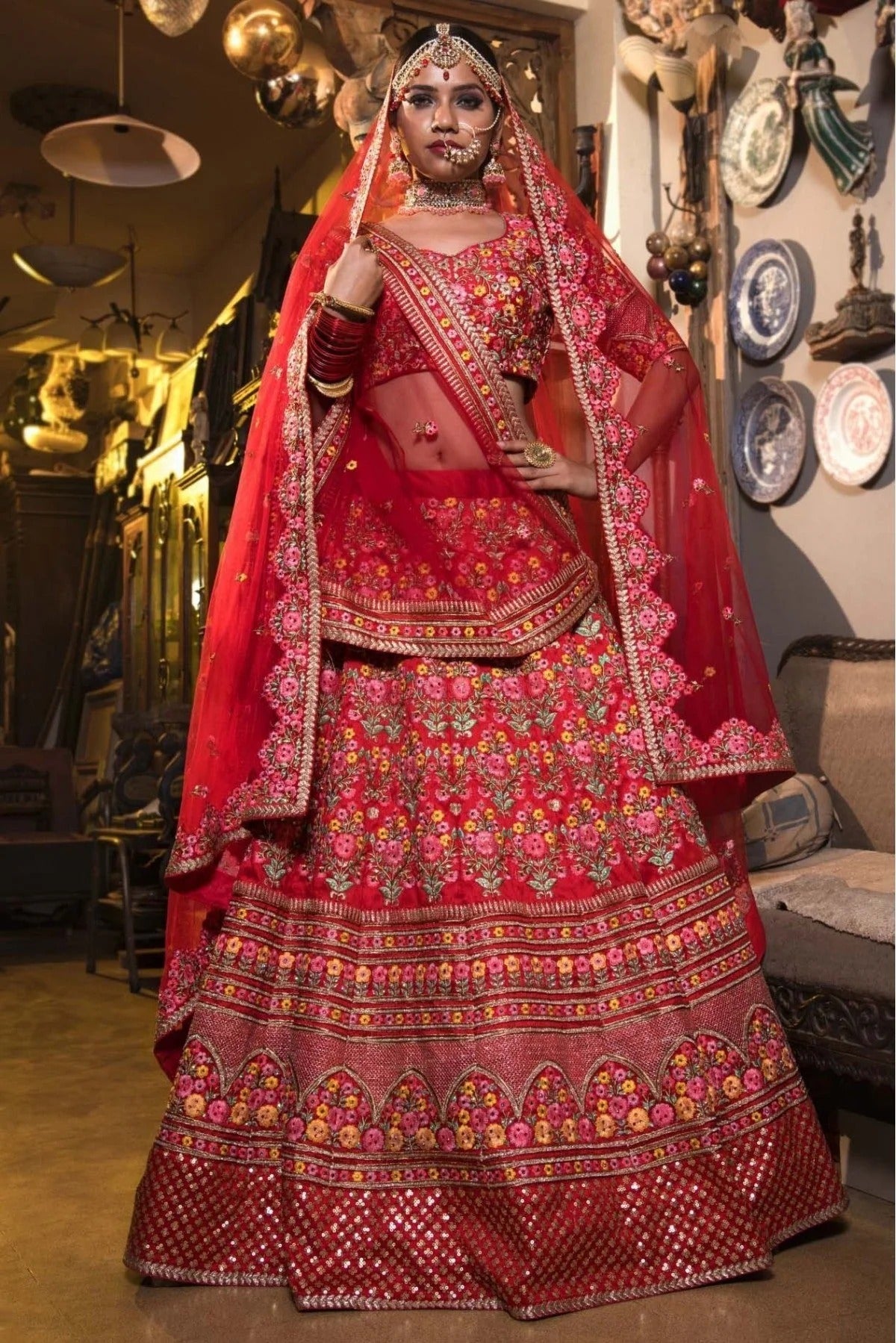 Red Colour Silk Lehenga Choli LC1010023