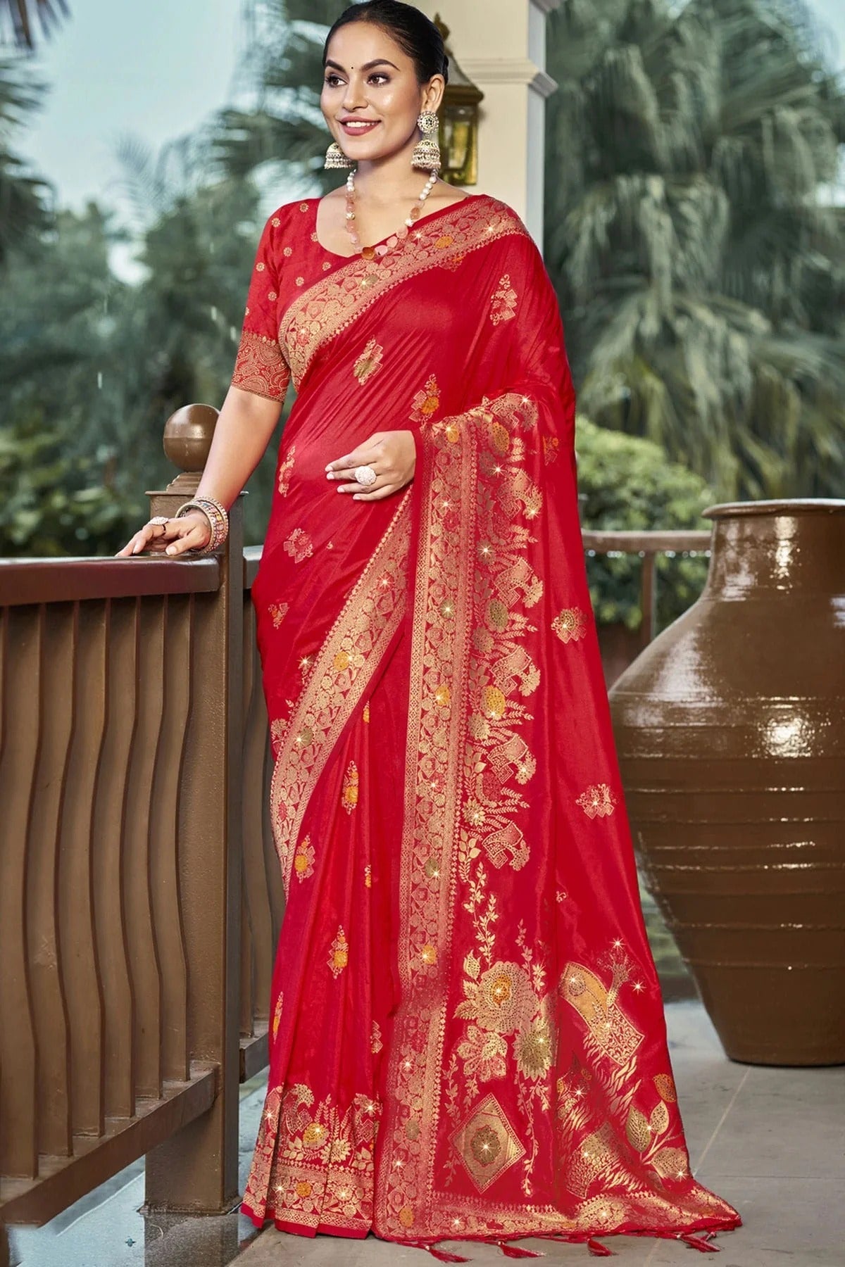 Red Colour Silk Woven Work Traditional Saree SD1102902
