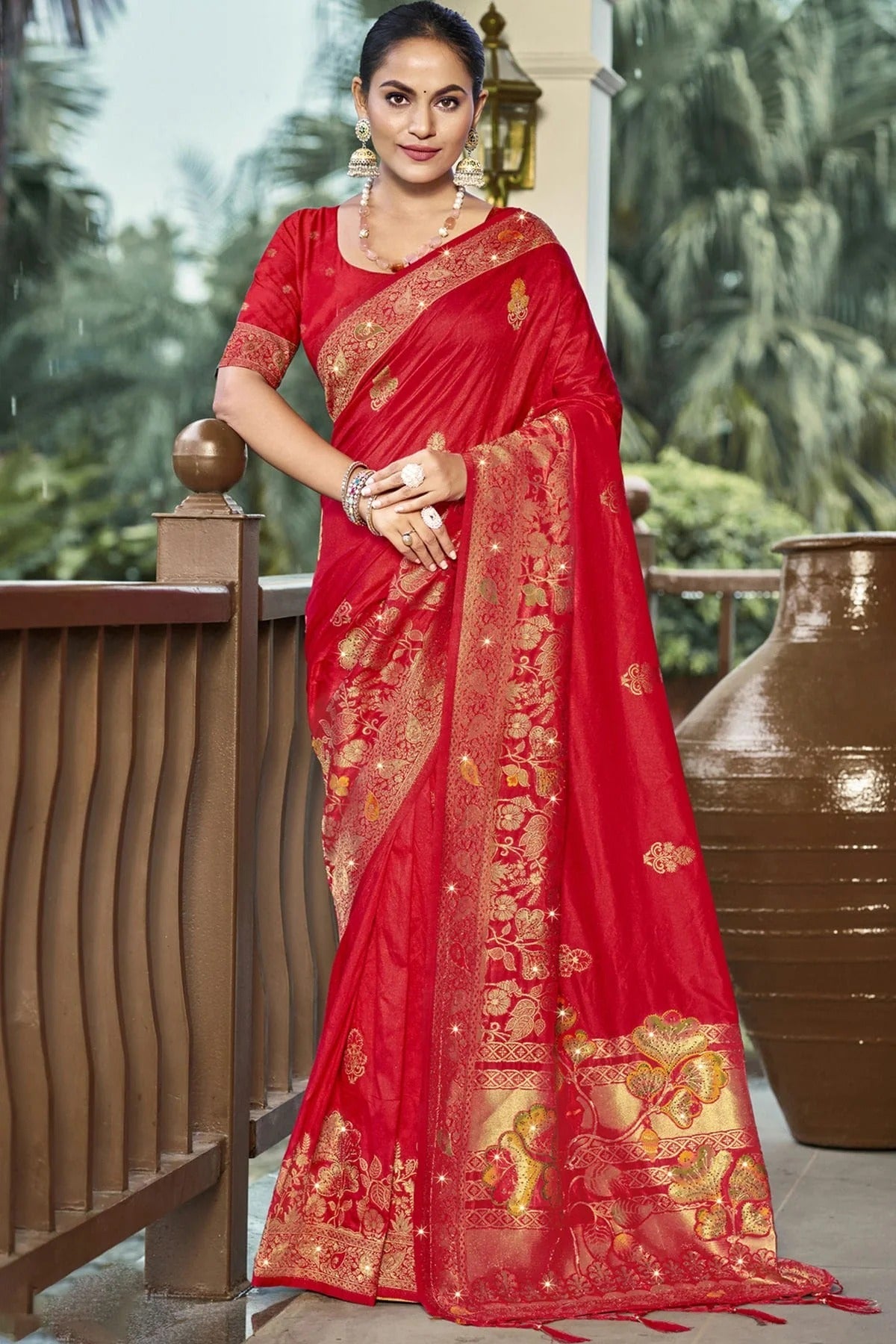 Red Colour Silk Woven Work Traditional Saree SD1102906