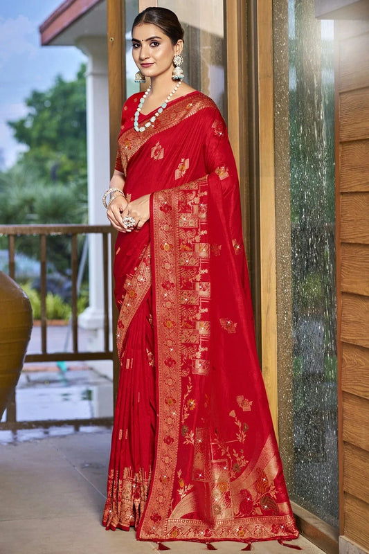 Red Colour Silk Woven Work Traditional Saree SD1102908