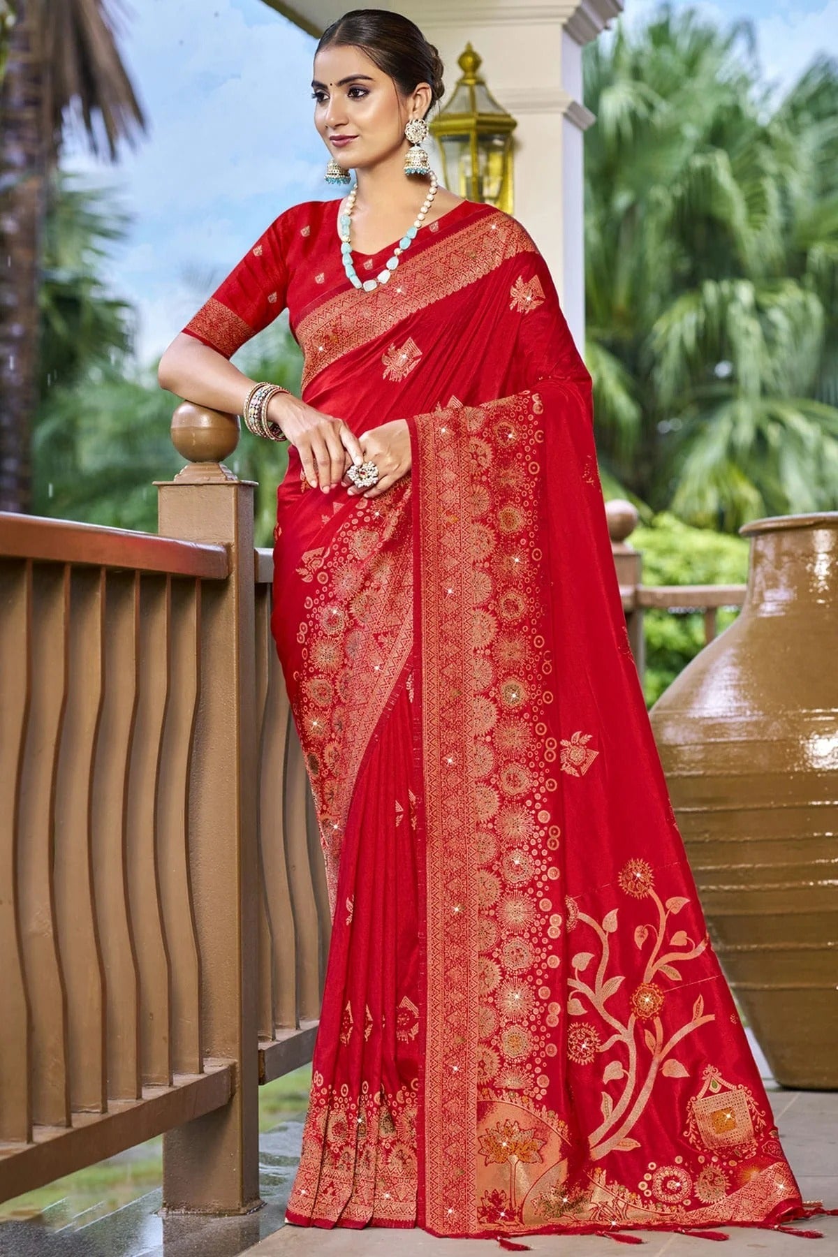 Red Colour Silk Woven Work Traditional Saree SD1102912