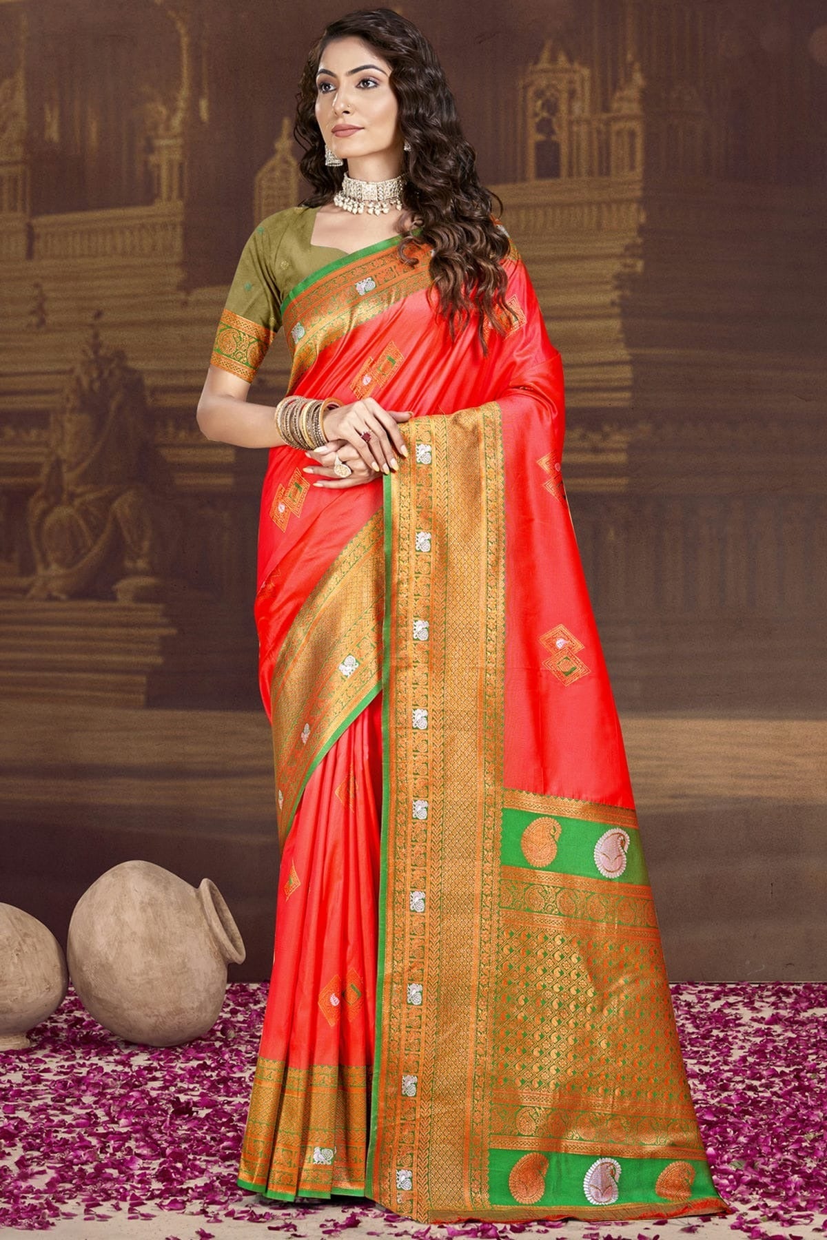 Red Colour Silk Woven Work Traditional Saree SD1102933