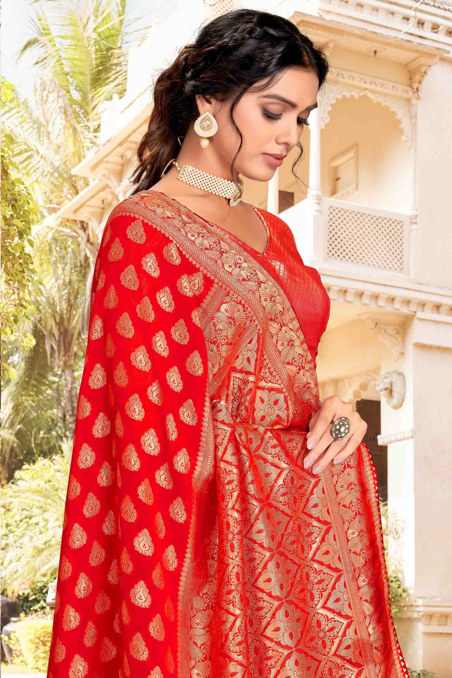 Red Colour Soft Silk Designer Saree SD1121250 A