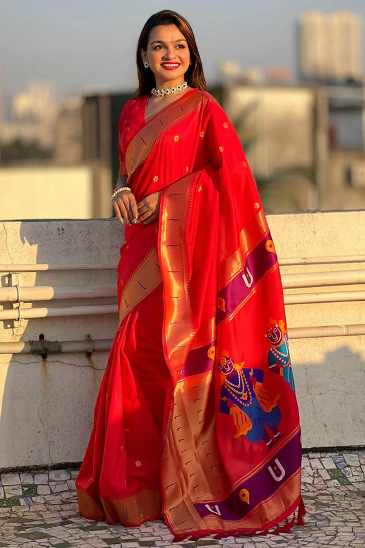 Red Colour Soft Silk Paithani Saree SD1112184