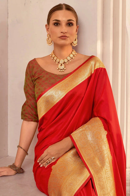 Red Colour Soft Silk Woven Work Saree SD1290071 A