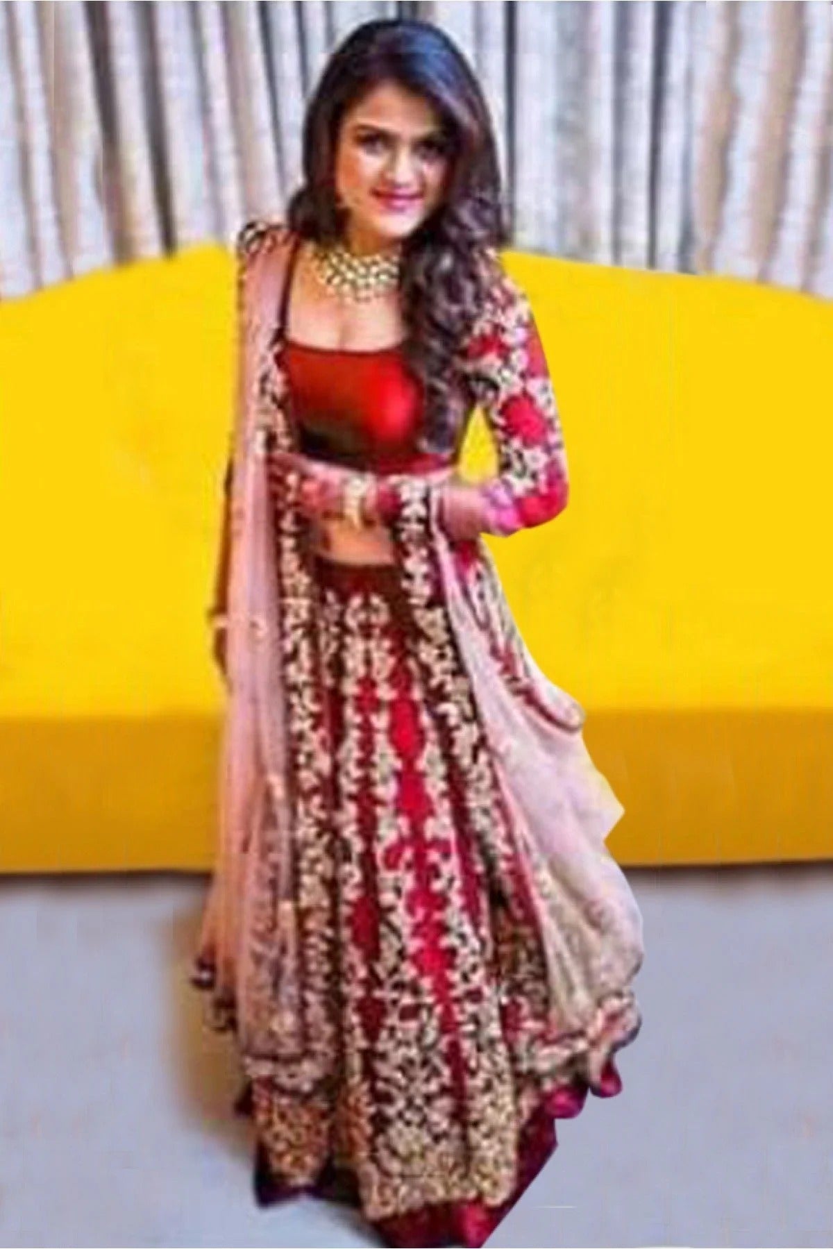 Red Colour Taffeta Silk Lehenga Choli LC1020007