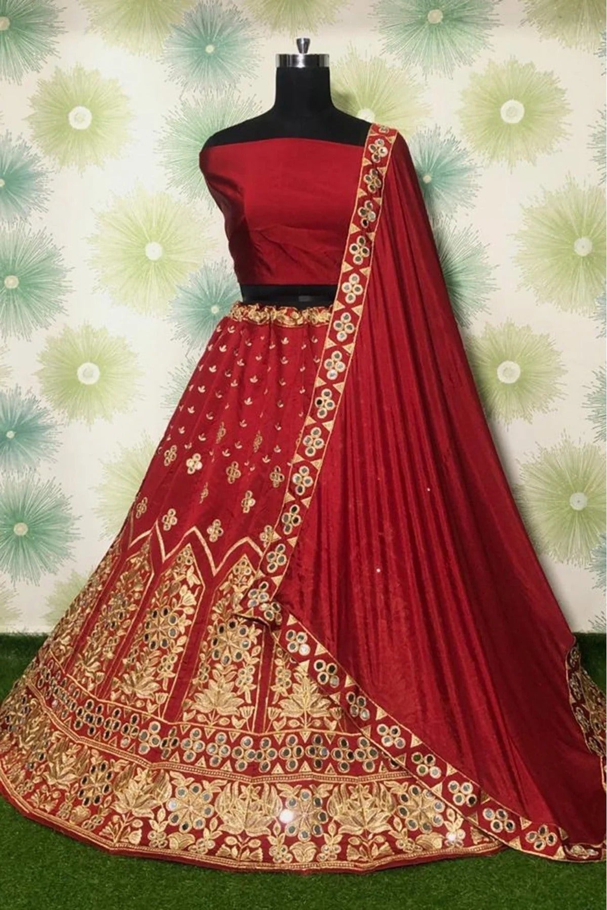 Red Colour Taffeta Silk Lehenga Choli LC1020113