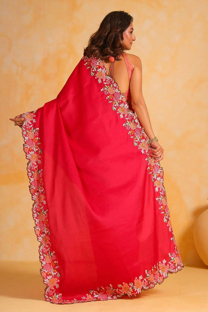 Red Colour Tussar Silk Saree SD1110510 A