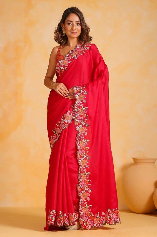 Red Colour Tussar Silk Saree SD1110510
