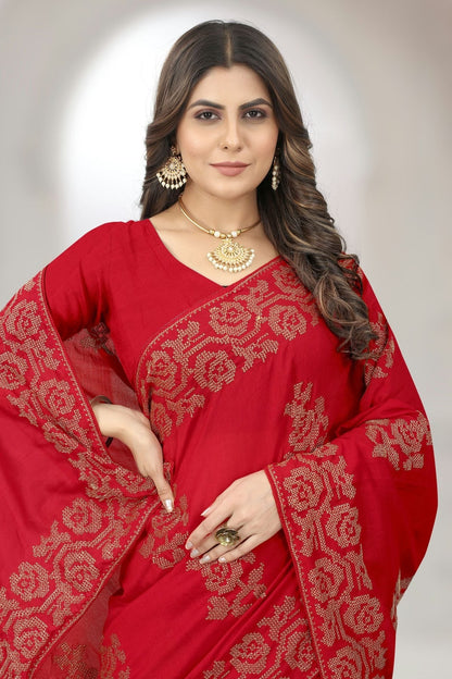 Red Colour Vichitra Silk Designer Saree LC1121380 A