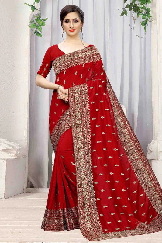 Red Colour Vichitra Silk Designer Saree SD1090066