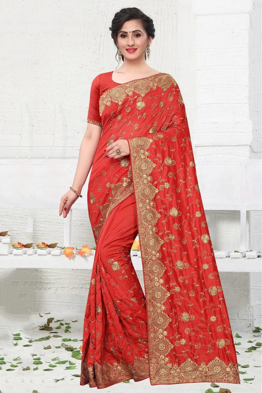 Red Colour Vichitra Silk Designer Saree SD1090122
