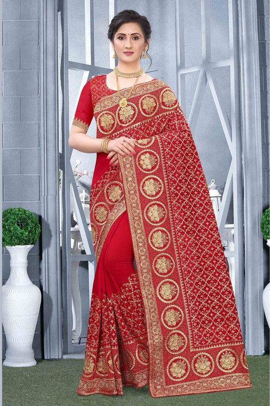 Red Colour Vichitra Silk Designer Saree SD1090165