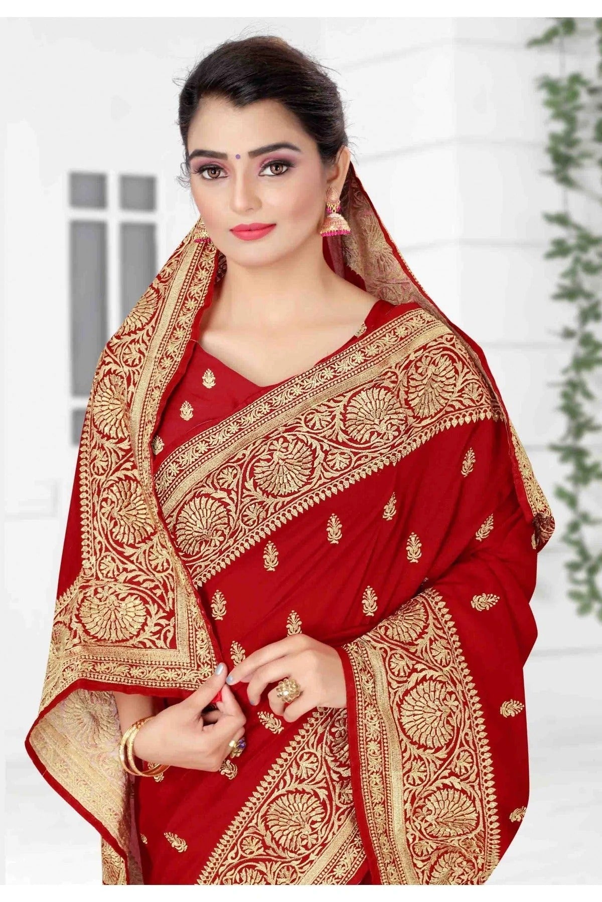 Red Colour Vichitra Silk Designer Saree SD1120704 A