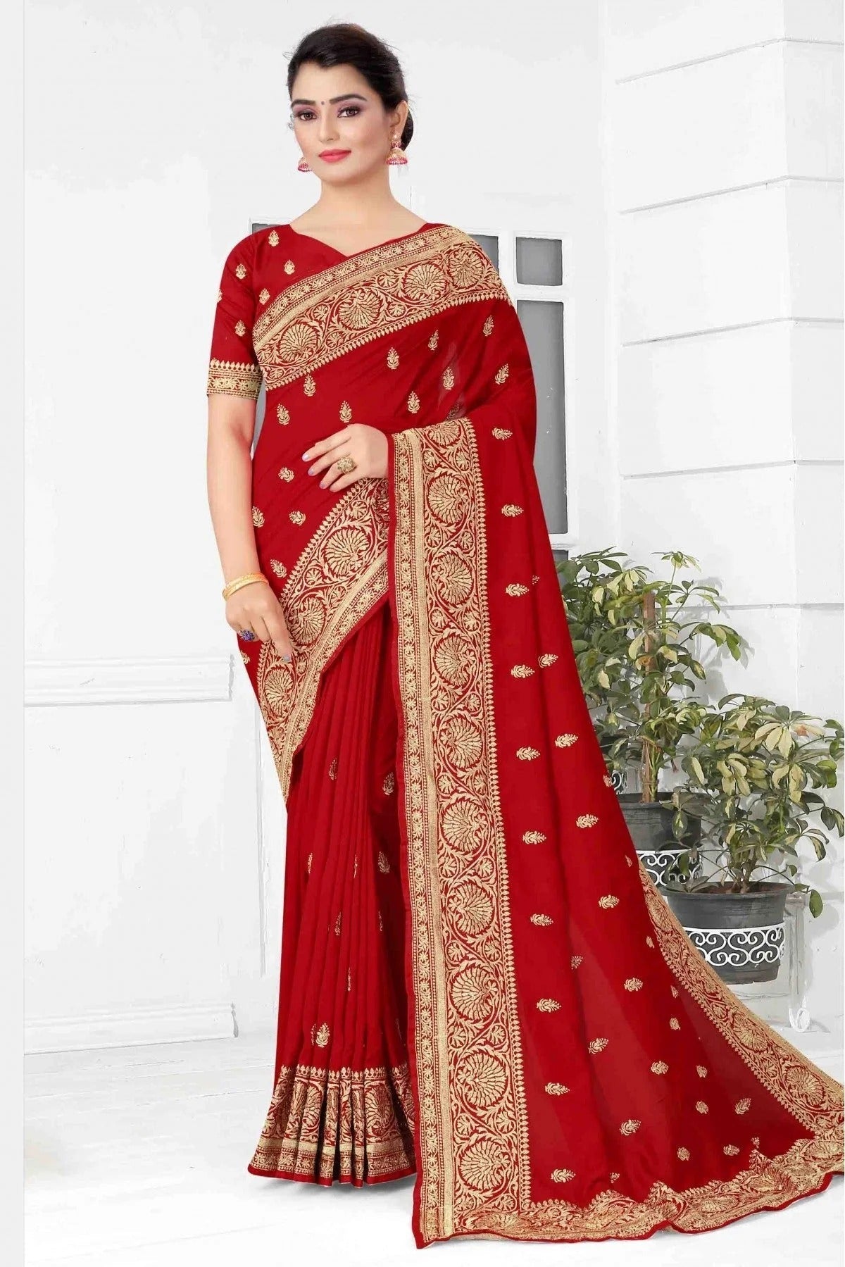 Red Colour Vichitra Silk Designer Saree SD1120704