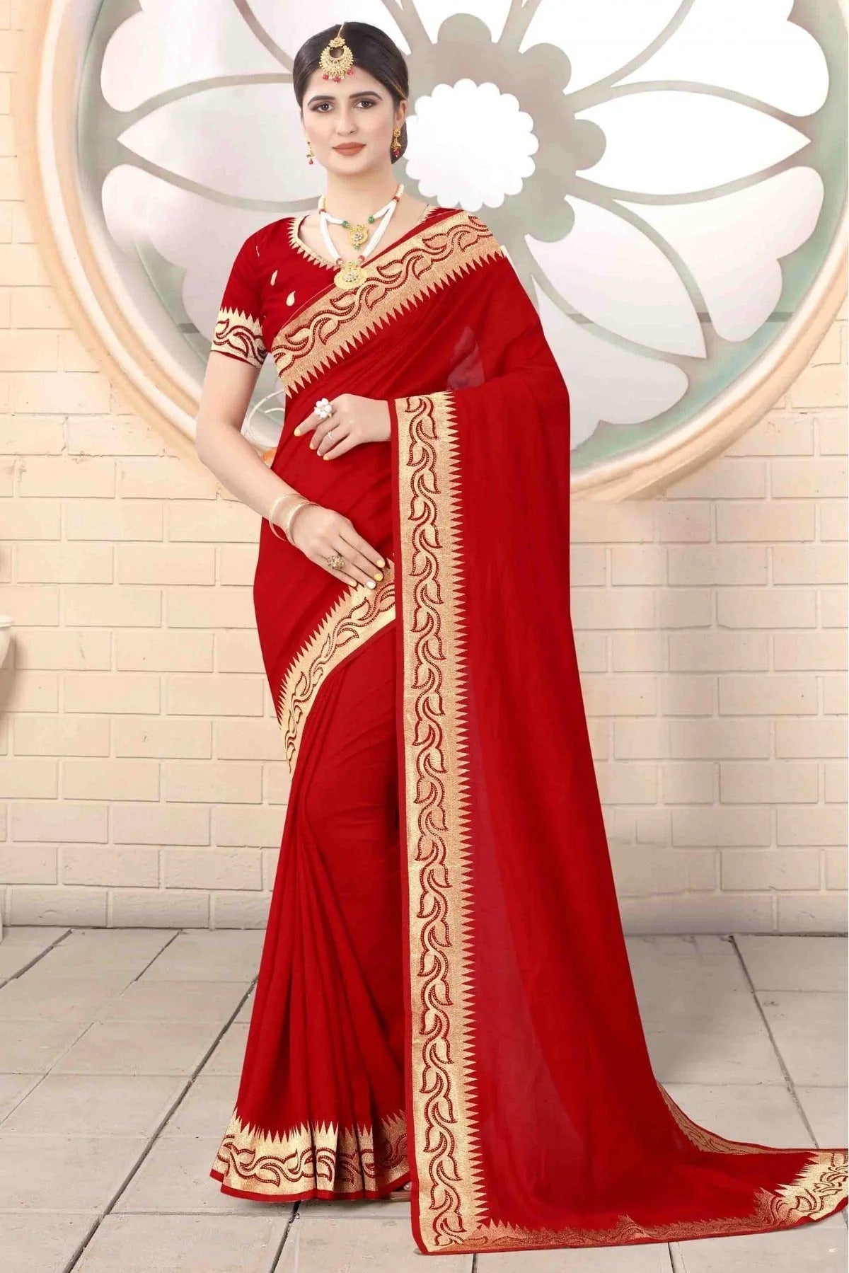 Red Colour Vichitra Silk Designer Saree SD1120732