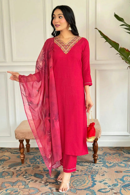 Red Colour Viscose Rayon Stitched Salwar Suit SS1111964