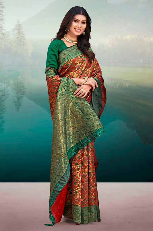 Red Colour Woven Work Banarasi Silk Saree SD1101390