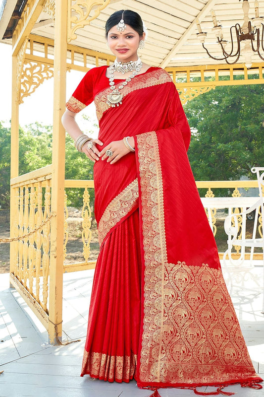 Red Colour Woven Work Silk Saree SD1102126