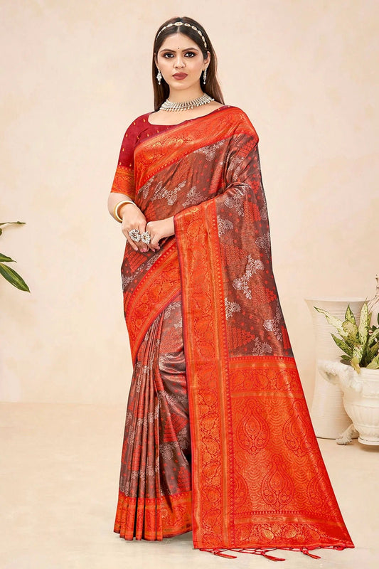 Red Colour Woven Work Silk Saree SD1102289