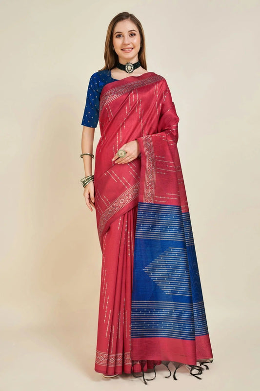 Red Colour Woven Work Sofi Silk Saree SD1101885