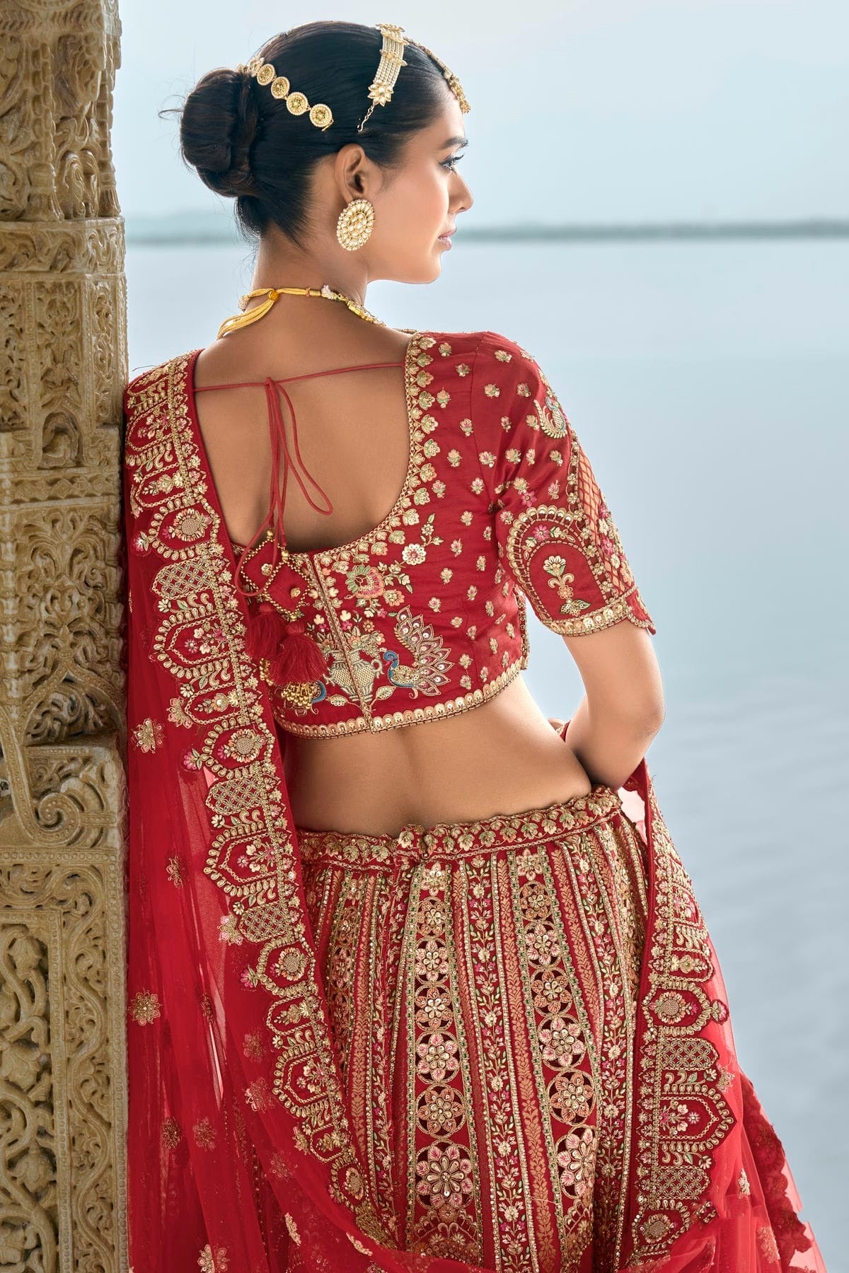 Red Embroidery Silk Lehenga Choli LC1290124 B
