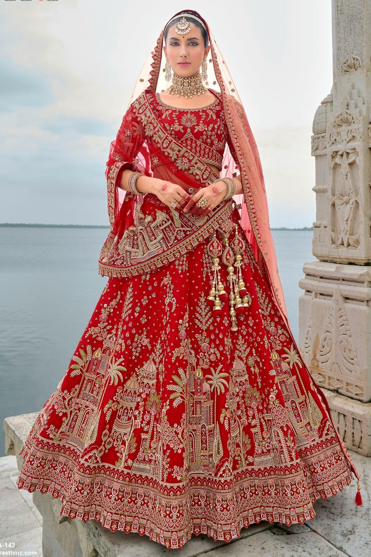 Red Embroidery Silk Lehenga Choli LC1290129